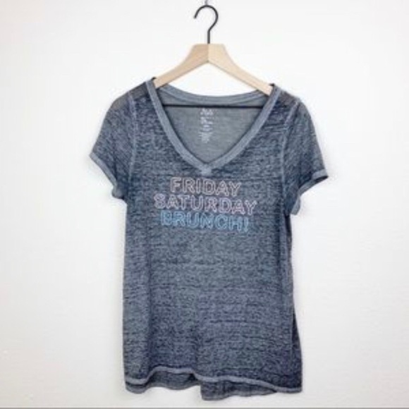 STATE OF MINE Grey Graphic Burnout “BRUNCH” Tee - Picture 4 of 9